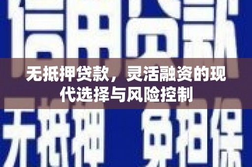 高阳无抵押贷款，灵活融资的现代选择与风险控制