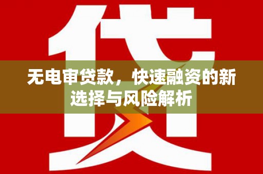 高阳无电审贷款，快速融资的新选择与风险解析